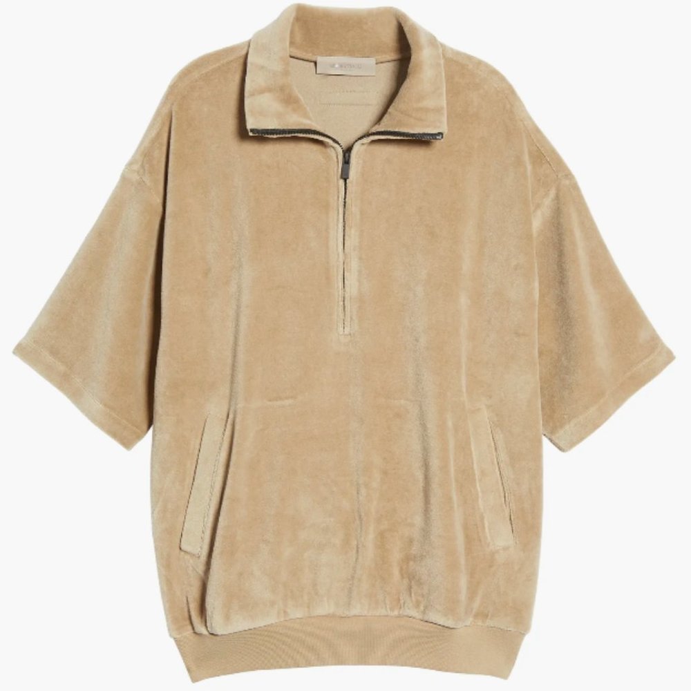 Fear of God Essentials Velour Oversize Half Zip Pullover - Women's Large